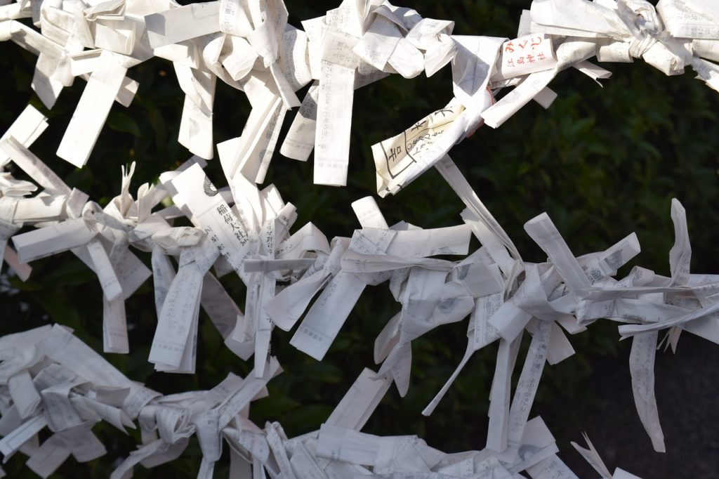"Omikuji", fortune slips in Japan